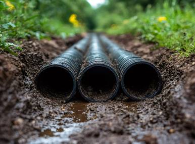 a group of pipes in the mud